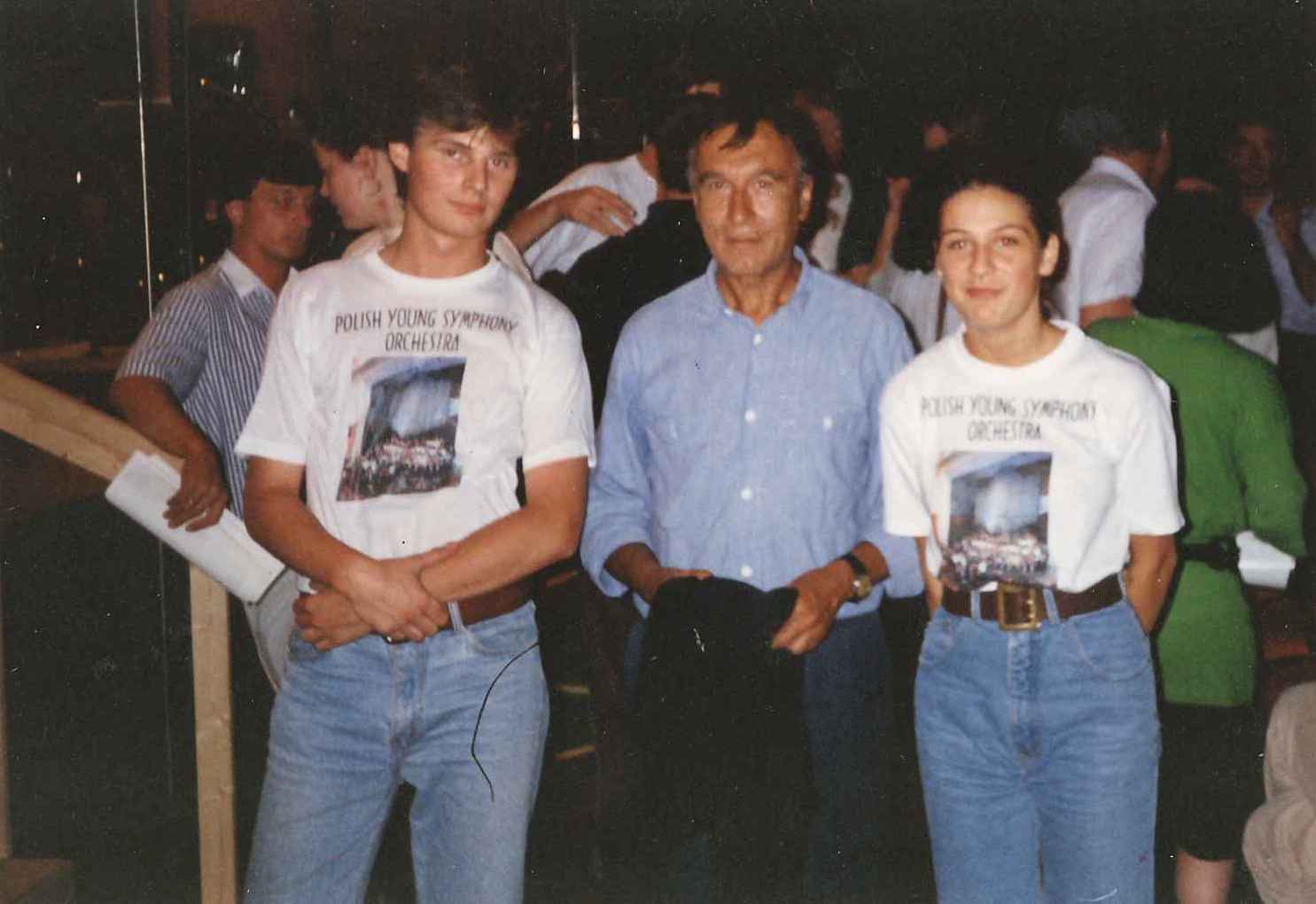 K. Zawalska, J. Dybał i Claudio Abbado podczas tournee po PolsceGustav Mahler Youth Orchestra 